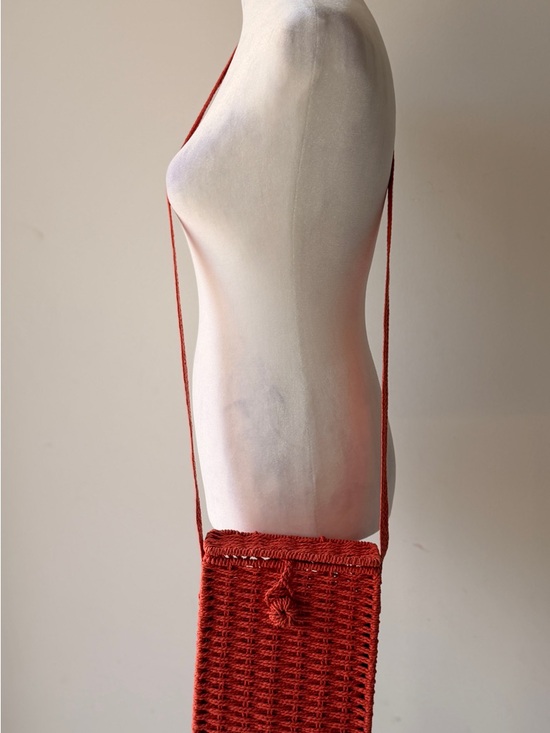 Handbags - Handwoven Rust Crossbody Bag with Braided Knot Closure